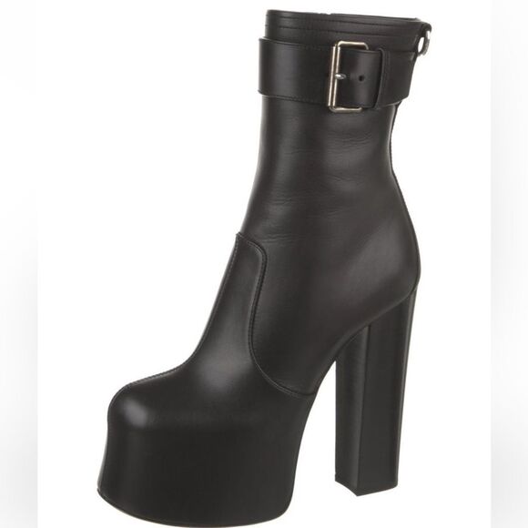 Saint Laurent Leather Platform Booties - Picture 1 of 5